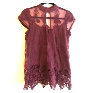 Sheer Cap Sleeve Shirt